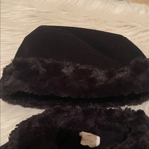 Starting Out Black Kids Coat with Faux Fur Trim - Picture 2 of 3